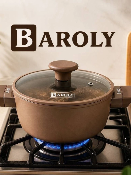 Baroly kastryulkasi, keramik qoplamali va shisha qopqoqli, alyuminiydan - 