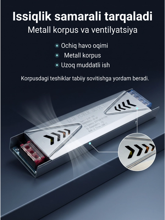 ESENCO 200W 24V quvvat bloki (AC 180–264V / DC 24V 8.3A) LED va elektr jihozlar uchun