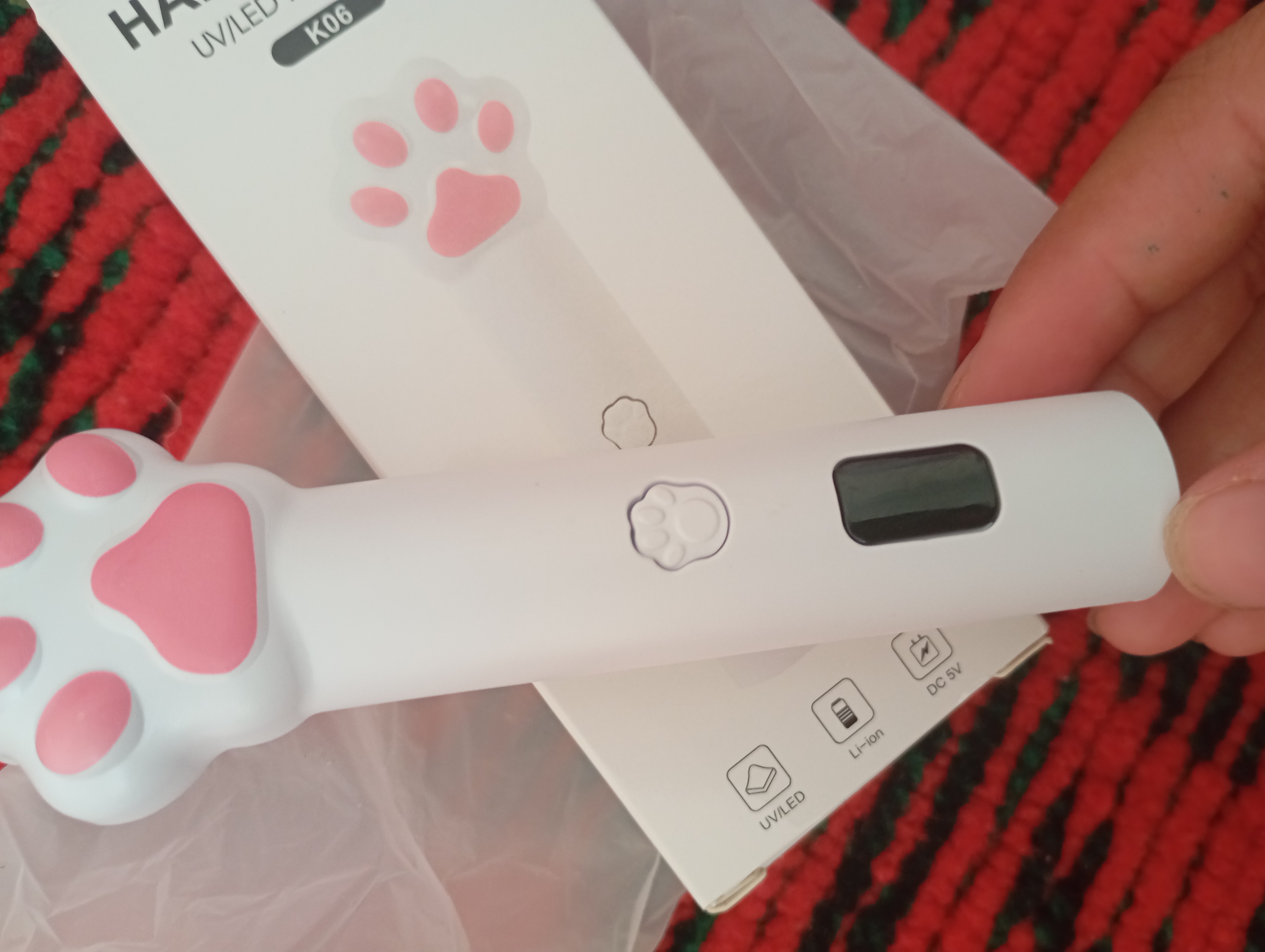 USB qo'lda ushlab turiladigan mini tirnoq chiroq, qayta zaryadlanuvchi issiqlik chiroq
