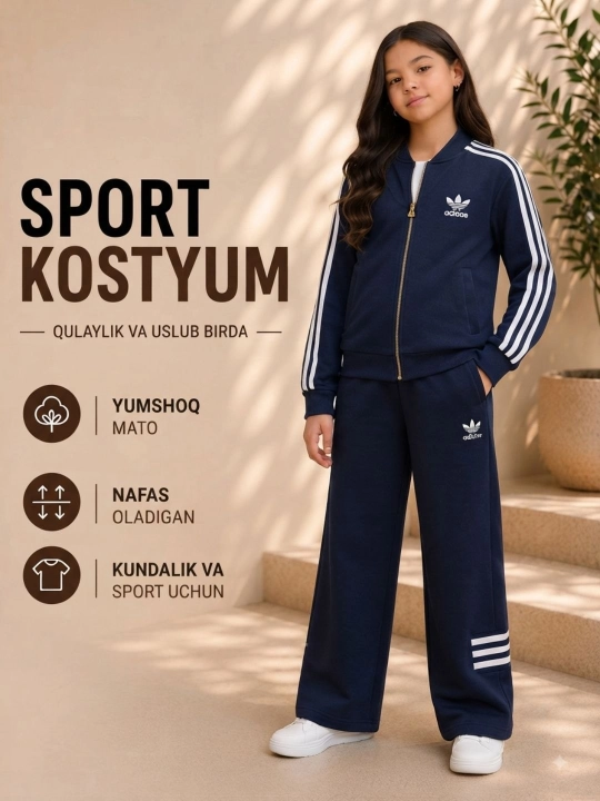 Комплект спортивной двойки и футболки для девочек 9-14 лет