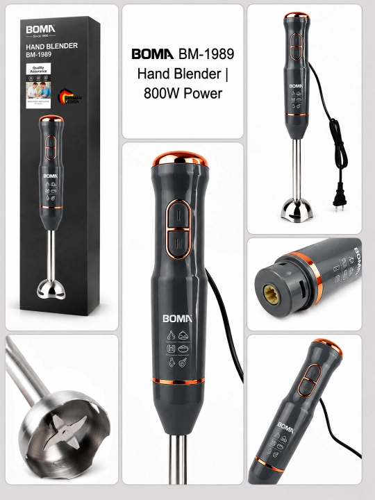 Qo'l blenderi 4 in 1, quvvati 300-1000W BOMA, ko‘p funksiyali blender, metall pogrujnoy
