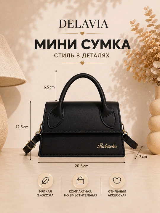 Ayollar uchun mini sumka, eko charm, yelkaga osiladigan kross-bodi, kichik qo‘l sumkasi