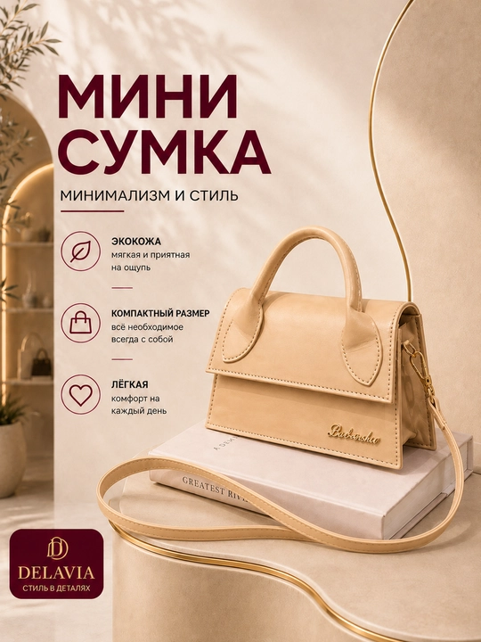 Ayollar uchun mini sumka, eko charm, yelkaga osiladigan kross-bodi, kichik qo‘l sumkasi - 