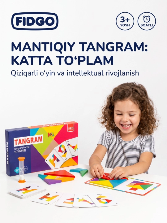 Tangram FIDGO, geometrik shakllar bilan rivojlantiruvchi boshqotirma - 