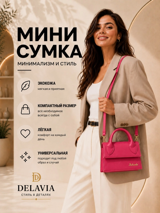 Ayollar uchun mini sumka, eko charm, yelkaga osiladigan kross-bodi, kichik qo‘l sumkasi