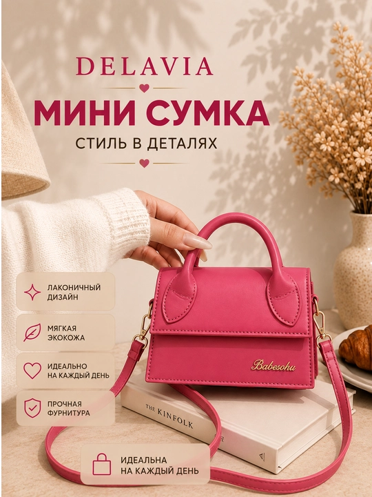 Ayollar uchun mini sumka, eko charm, yelkaga osiladigan kross-bodi, kichik qo‘l sumkasi