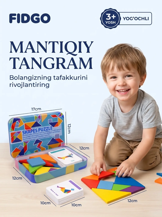 Tangram FIDGO, geometrik shakllar bilan rivojlantiruvchi boshqotirma - 