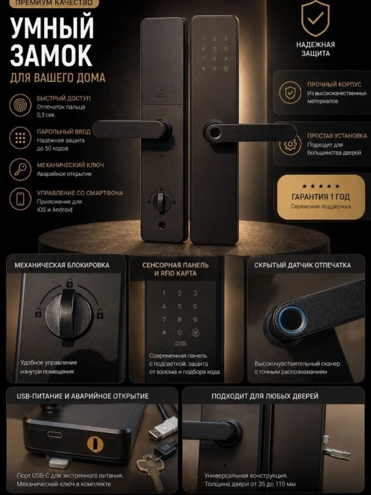 VIN-ZAMOK SMART LOCK, электронная дверная ручка 0034