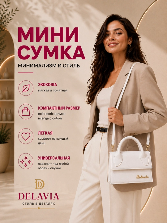 Сумка женская мини через плечо, кросс-боди из экокожи, маленькая сумочка с ручкой