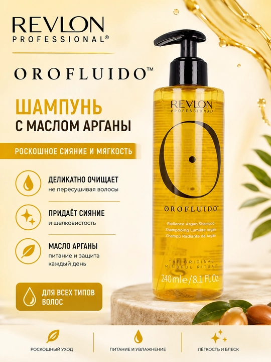 OROFLUIDO ARGAN SHAMPOO Шампунь для всех типов волос 240 мл - 