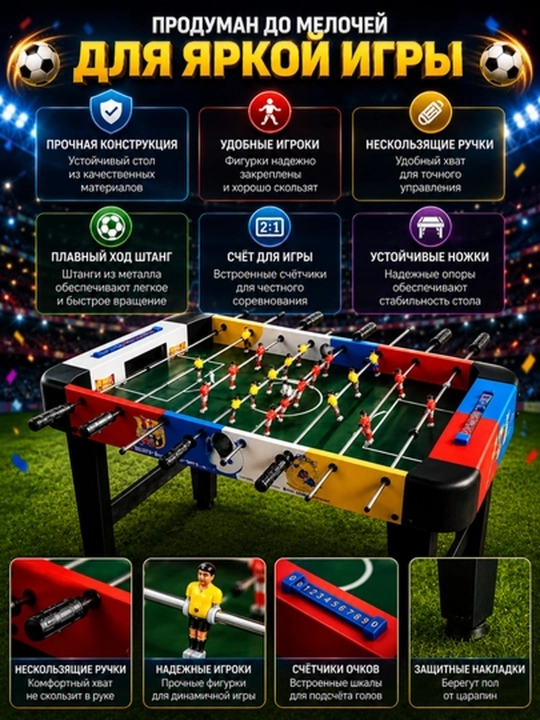 Stol futboli, futbol stoli, bolalar va kattalar uchun futbol o‘yini, настольный футбол