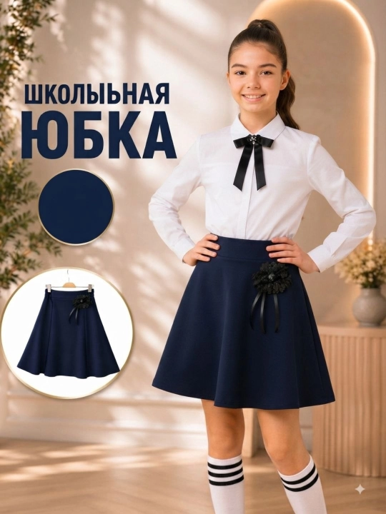Удобная и элегантная школьная юбка для девочек, подходит для повседневной носки