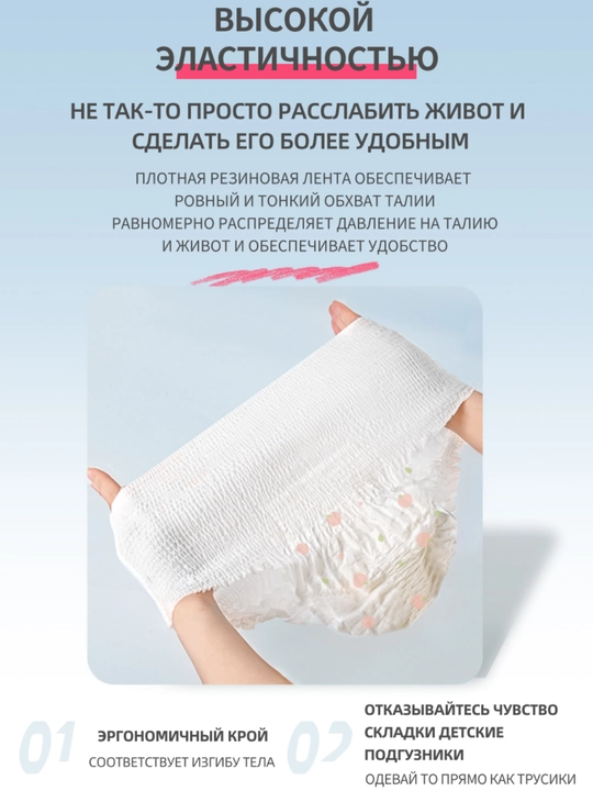 BOTARE ночные трусики от протеканий, персиковый аромат, размеры S-M, L, XL, 5 шт