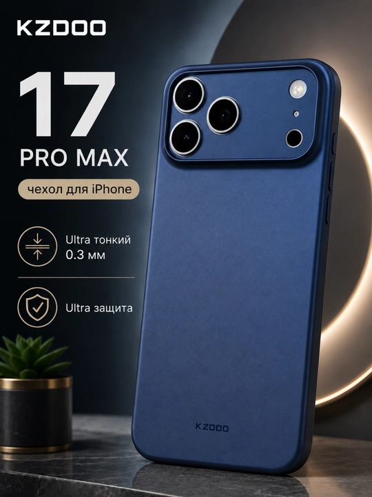 Матовый ультратонкий Kzdoo чехол Air Skin 0,3 мм для iPhone 17 Pro Max, защита от царапин - 