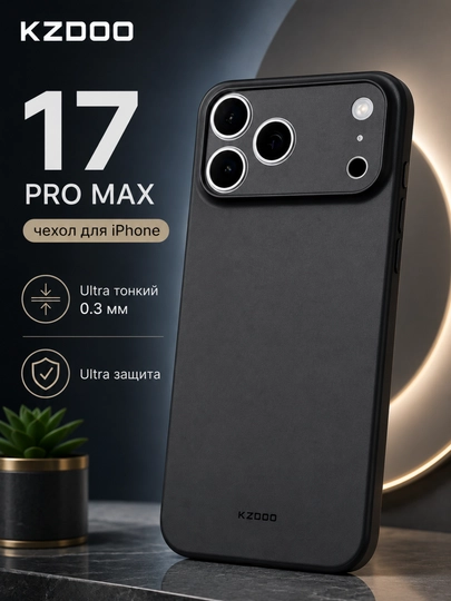 Матовый ультратонкий Kzdoo чехол Air Skin 0,3 мм для iPhone 17 Pro Max, защита от царапин - 