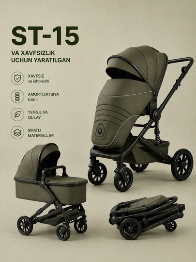 Kolyaska 2 in 1 ST-15 lyulka va  blok bolalar aravachasi