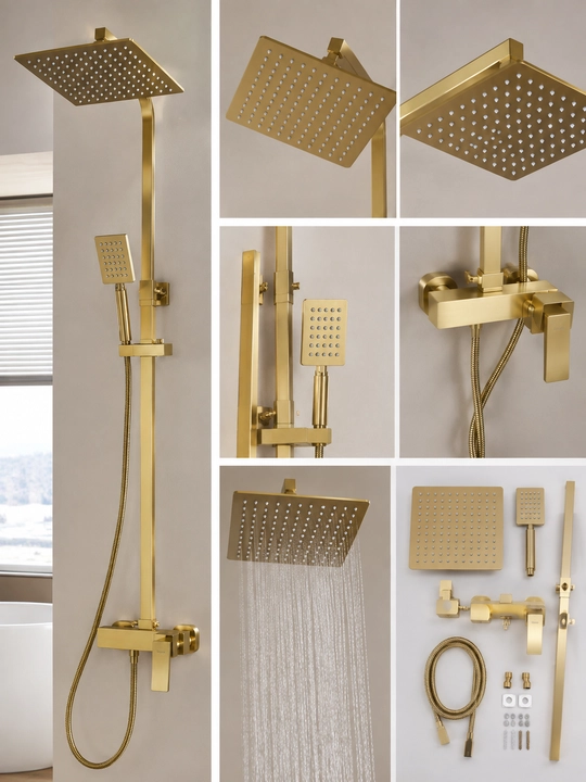 Dush tizimi, GOLD rang McPolo MFA105002, kvadrat yuqori dushli - 