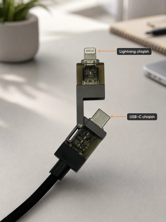 Зарядное устройство 4 в 1 Turbo: быстрая зарядка, кабель Type-C и Lightning