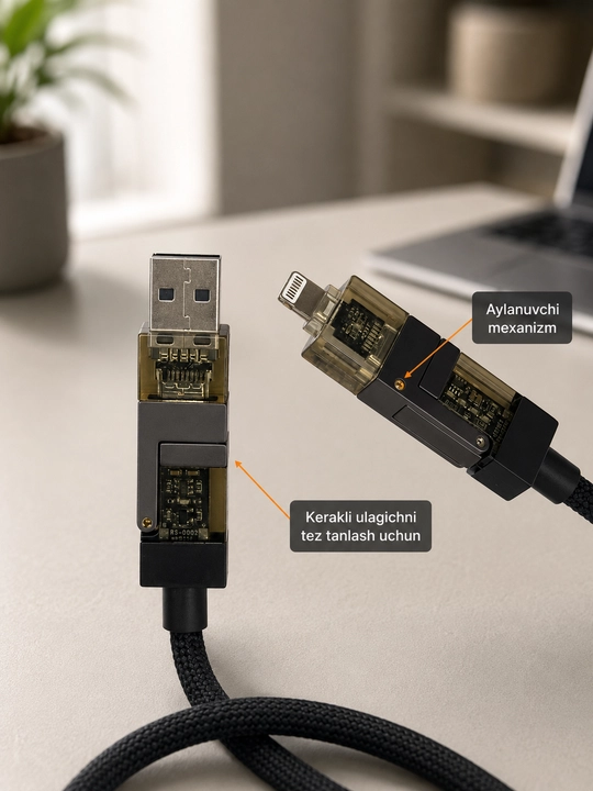 Зарядное устройство 4 в 1 Turbo: быстрая зарядка, кабель Type-C и Lightning