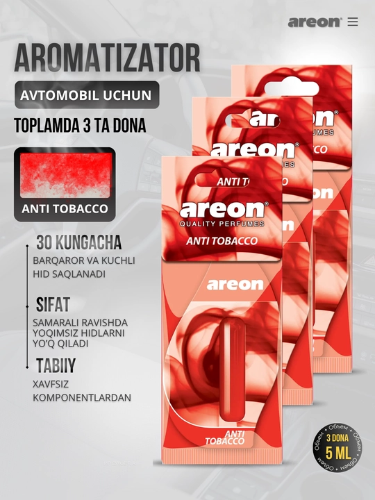 Освежитель для машины Areon Mon Liquid, ароматизатор, диффузор для авто, 3 штуки в наборе