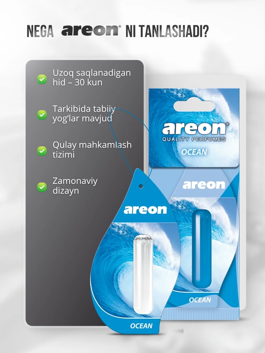 Areon Mon Liquid avtomobil uchun havo aromatizator, avto aromatizator, diffuzor, 3 dona