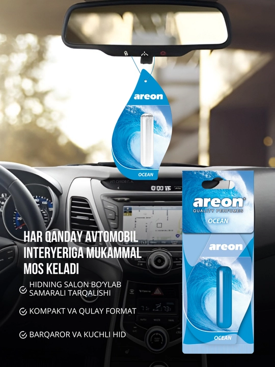 Areon Mon Liquid avtomobil uchun havo aromatizator, avto aromatizator, diffuzor, 3 dona