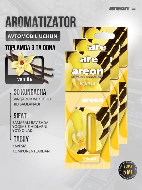 Освежитель для машины Areon Mon Liquid, ароматизатор, диффузор для авто, 3 штуки в наборе