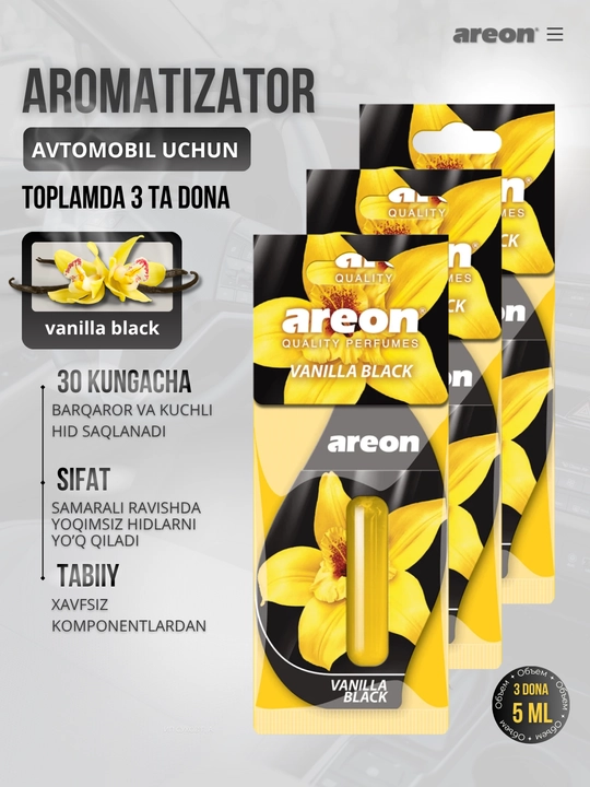 Areon Mon Liquid avtomobil uchun havo aromatizator, avto aromatizator, diffuzor, 3 dona