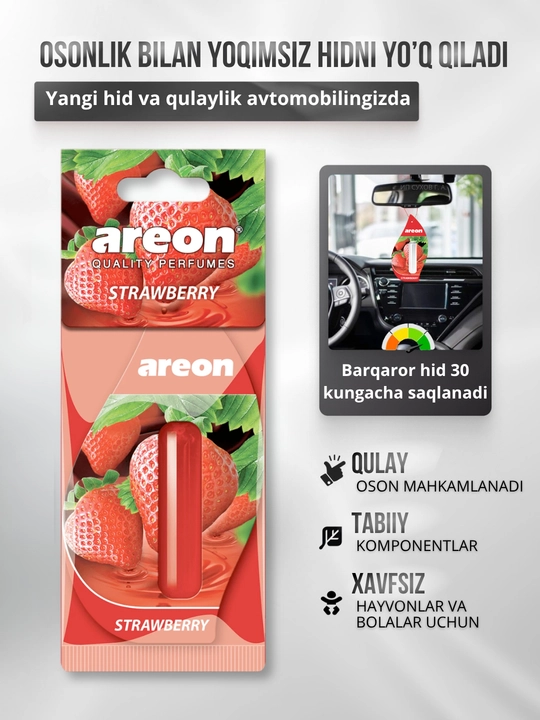 Areon Mon Liquid avtomobil uchun havo aromatizator, avto aromatizator, diffuzor, 3 dona