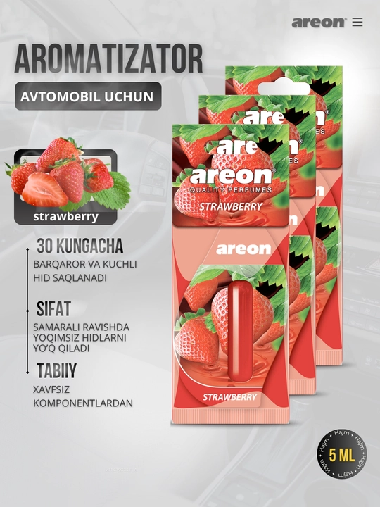Areon Mon Liquid avtomobil uchun havo aromatizator, avto aromatizator, diffuzor, 3 dona