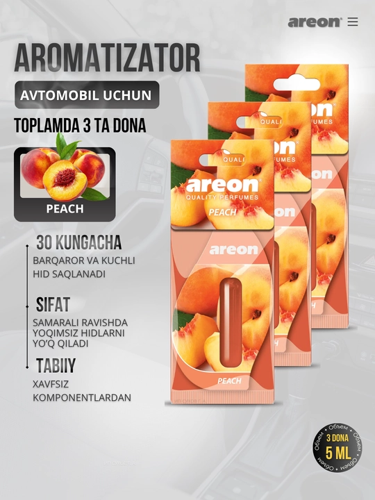Освежитель для машины Areon Mon Liquid, ароматизатор, диффузор для авто, 3 штуки в наборе