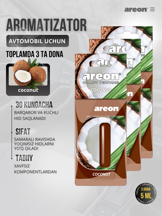 Освежитель для машины Areon Mon Liquid, ароматизатор, диффузор для авто, 3 штуки в наборе