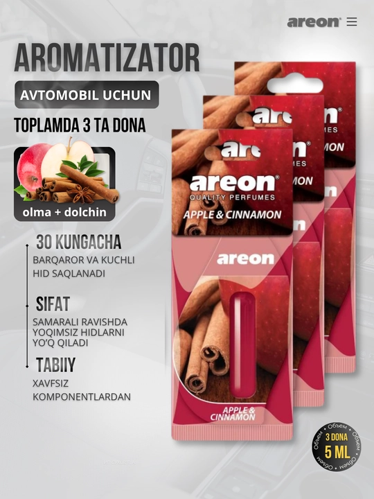 Освежитель для машины Areon Mon Liquid, ароматизатор, диффузор для авто, 3 штуки в наборе