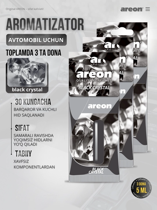 Areon Mon Liquid avtomobil uchun havo aromatizator, avto aromatizator, diffuzor, 3 dona