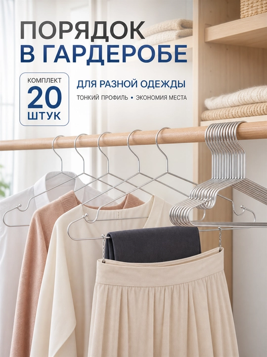 Вешалки металлические для одежды, прочные, набор 5–30 шт