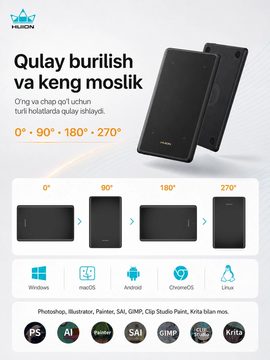 Grafik planshet Huion H420X, qora H420X