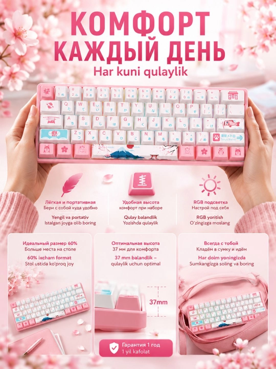 Механическая клавиатура Akko 3061S Tokyo R2, 61 клавиша, RGB, USB-C, EN/UKR, RGB