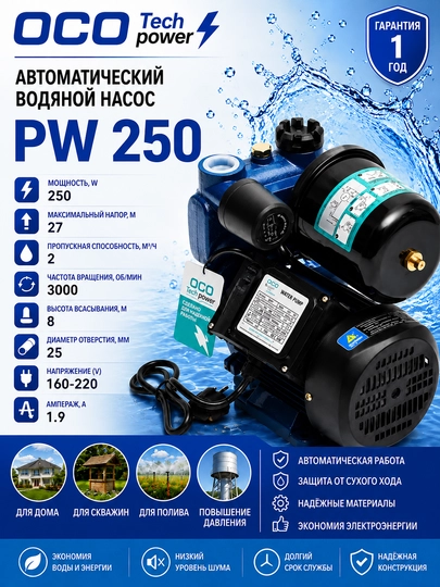 Avtomatik suv nasosi PW 250 100% mis - 