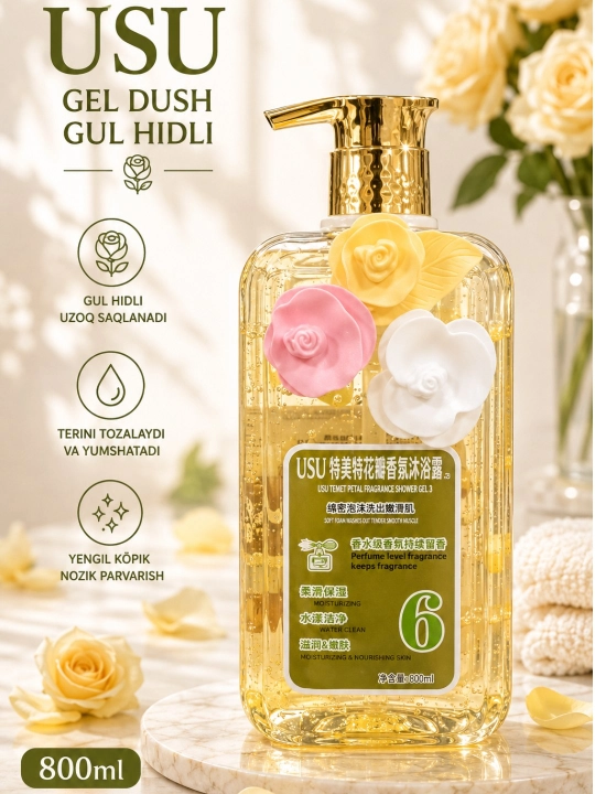 Nafis gul ko‘pikli dush uchun xushbo‘y namlantiruvchi gel