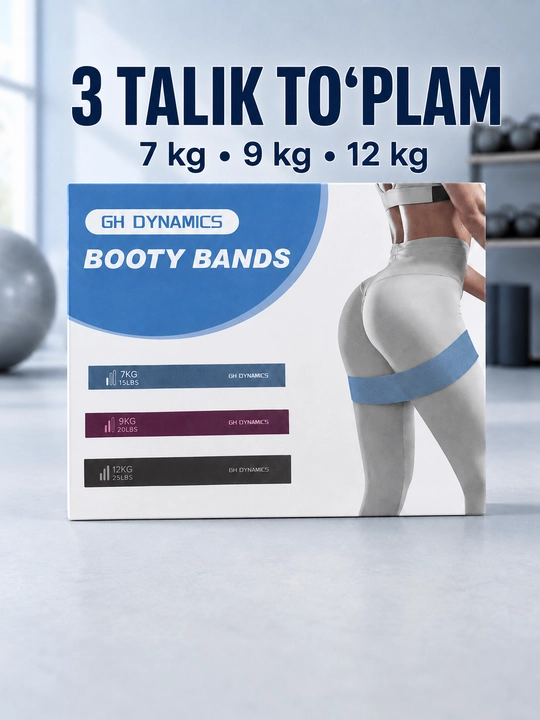 Fitness uchun matoli rezinka bandlar to‘plami Fitlab, 3 dona, 7, 9, 12 kg - 