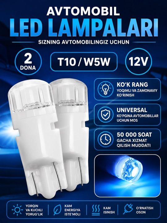 Avtomobil va skuterlar uchun universal diodli mini lampa
