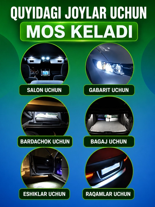 Avtomobil va skuterlar uchun universal diodli mini lampa