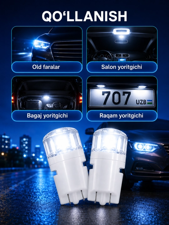 Avtomobil va skuterlar uchun universal diodli mini lampa
