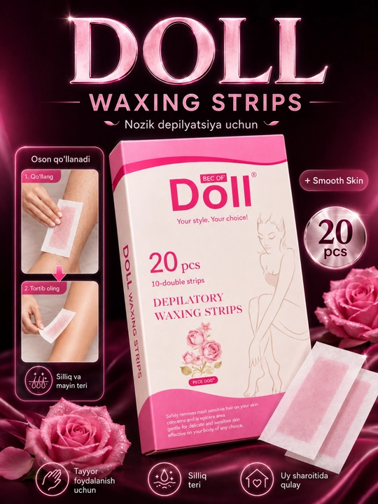 "Doll" tana va yuz depilyatsiyasi uchun mum qog‘ozi, 20 dona - 