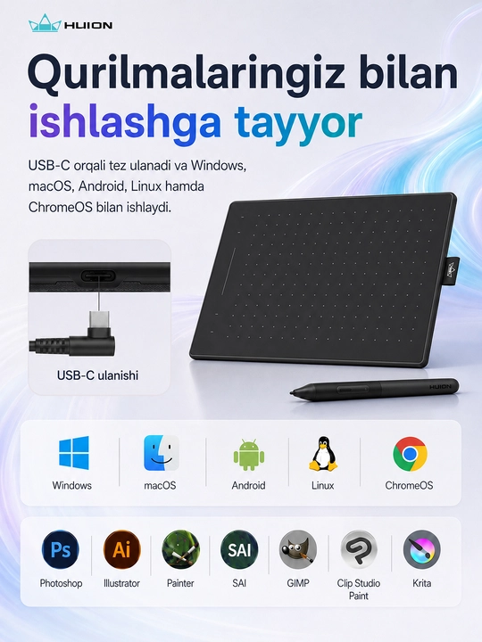 Grafik planshet Huion Inspiroy RTM-500, qora RTM-500