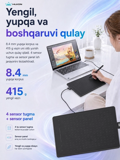 Grafik planshet Huion Inspiroy RTM-500, qora RTM-500
