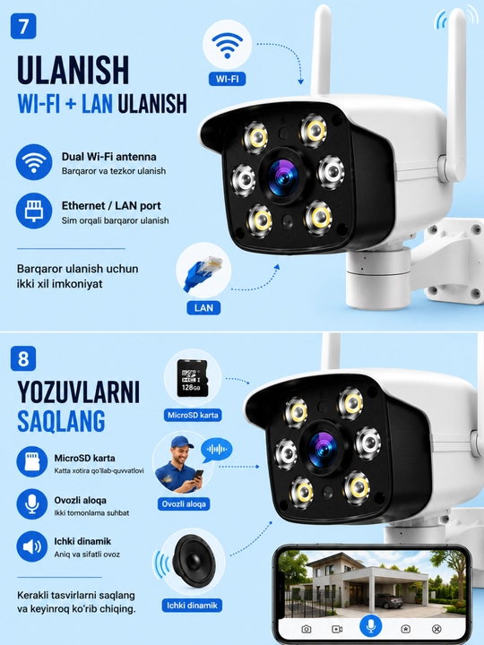 Videokuzatuv kamerasi V380 Smart IP 1080P HD 10X Zoom Dual Wi-Fi IP66