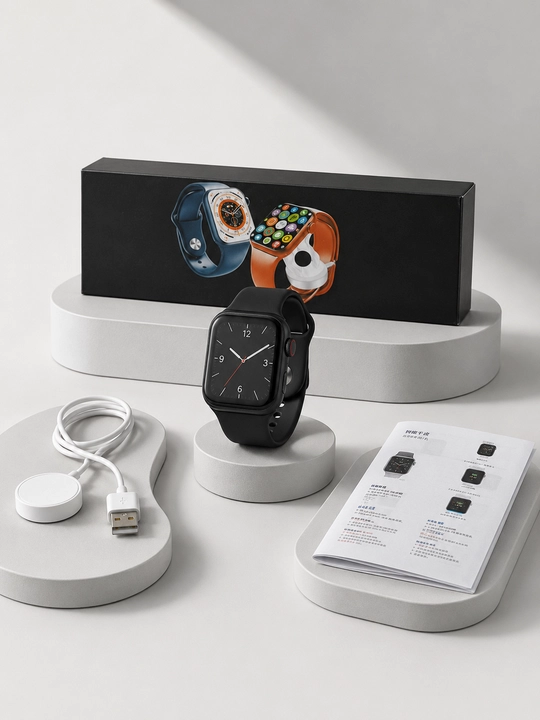 T800 Pro Max Watch 8 smart soat, 1,99 ekran, Bluetooth qo‘ng‘iroq, simsiz quvvatlash, qora