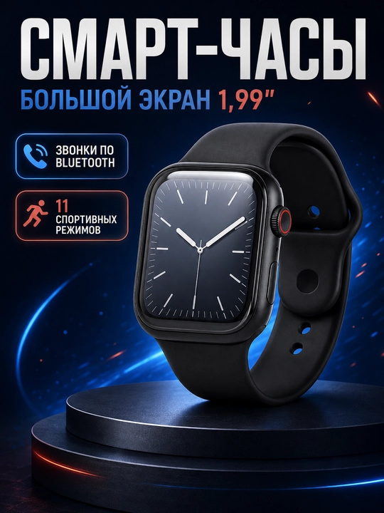 T800 Pro Max Watch 8 smart soat, 1,99 ekran, Bluetooth qo‘ng‘iroq, simsiz quvvatlash, qora - 