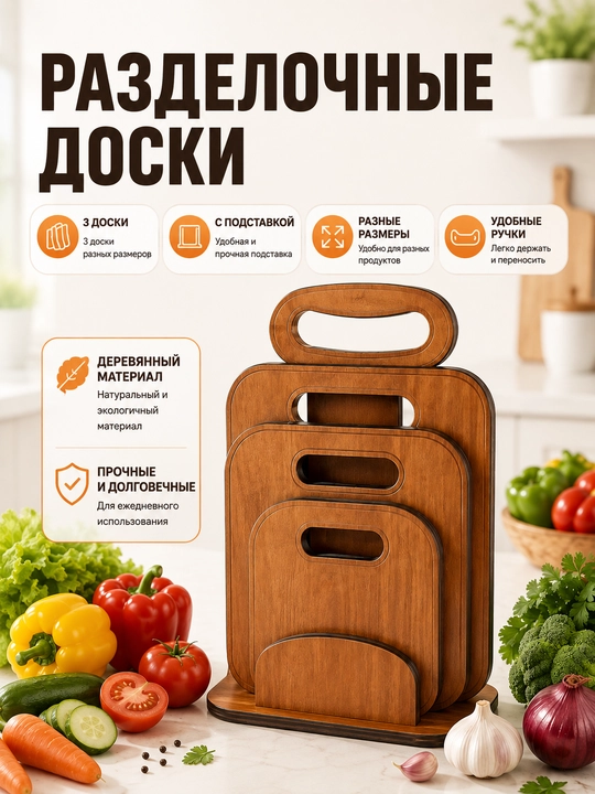 Набор деревянных кухонных досок